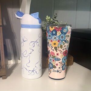 Swig Floral Tumbler and Owala Water Bottle Set